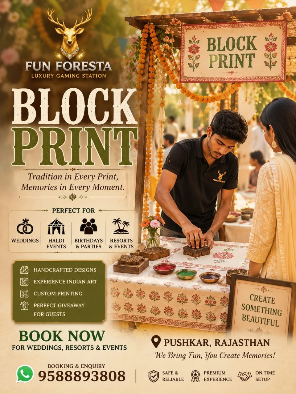 Traditional Rajasthani Hand Block Printing Live Counter Pushkar