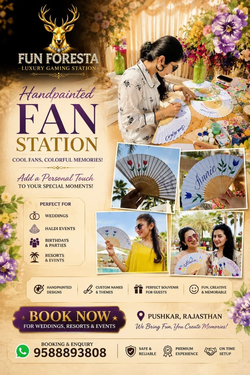 Hand Painted Fan Live Calligraphy Station Pushkar Rajasthan